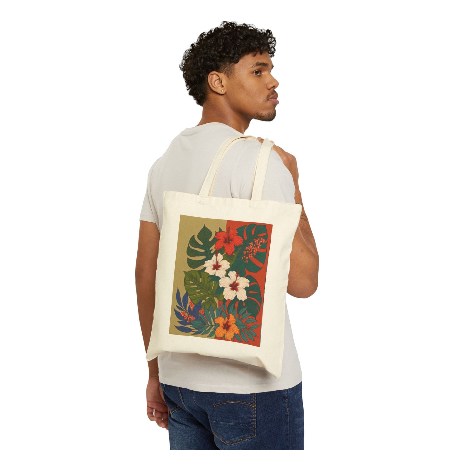 Tropical Vibe Cotton Canvas Tote Bag - 'Leid Back, But Still Extra' - Eco-Friendly Carryall