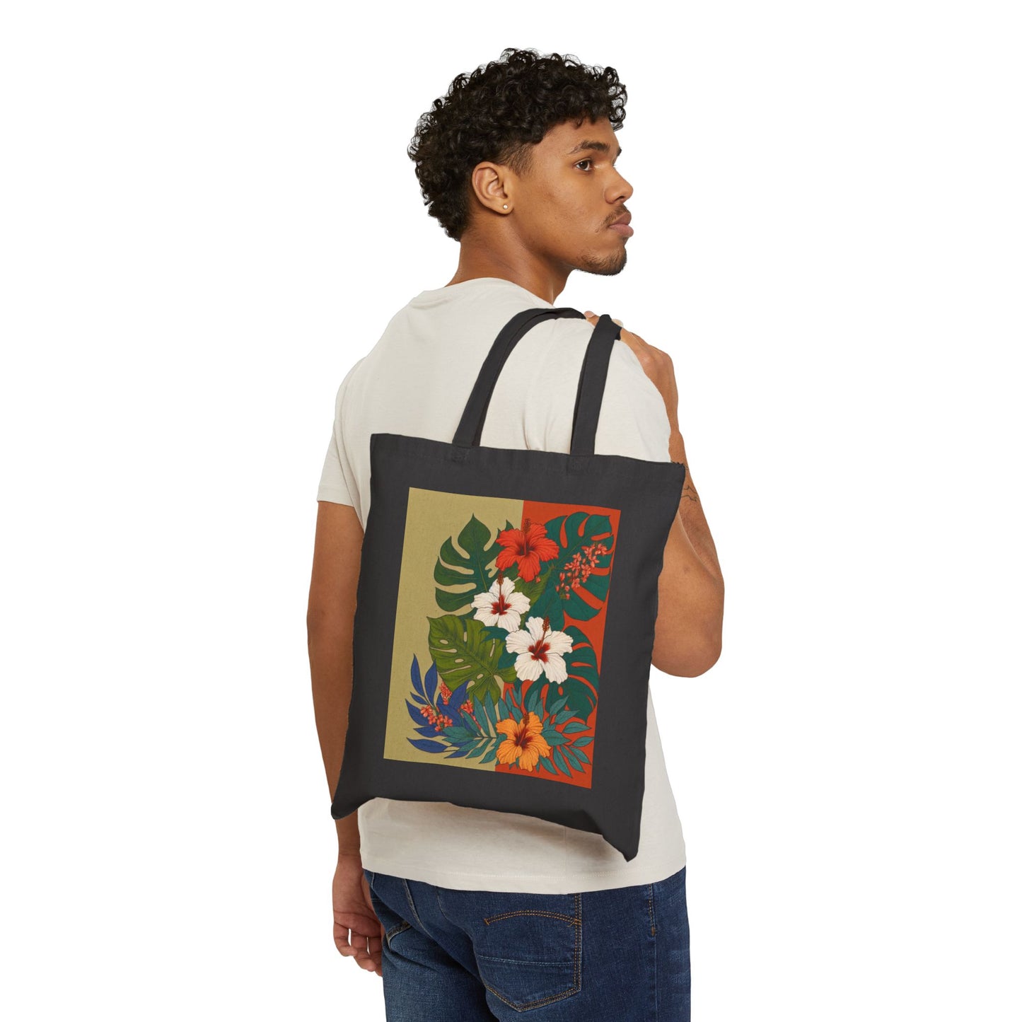 Tropical Vibe Cotton Canvas Tote Bag - 'Leid Back, But Still Extra' - Eco-Friendly Carryall